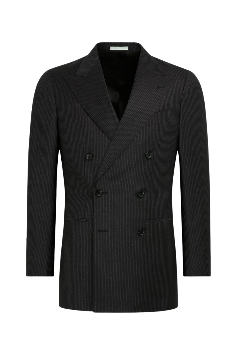 Black Stripe Wool Double Breasted Suit