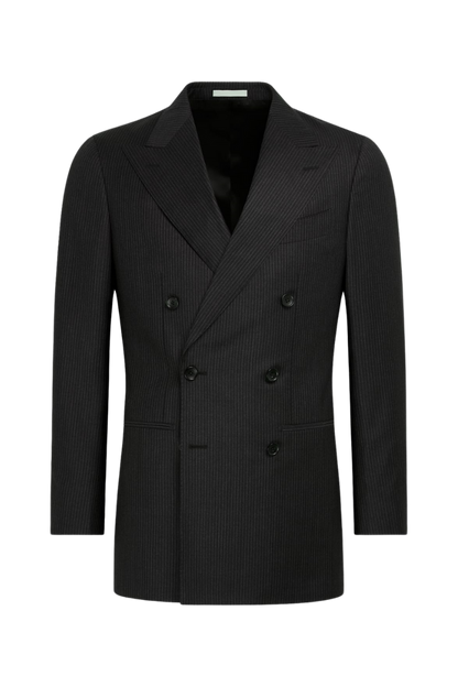 Black Stripe Wool Double Breasted Suit