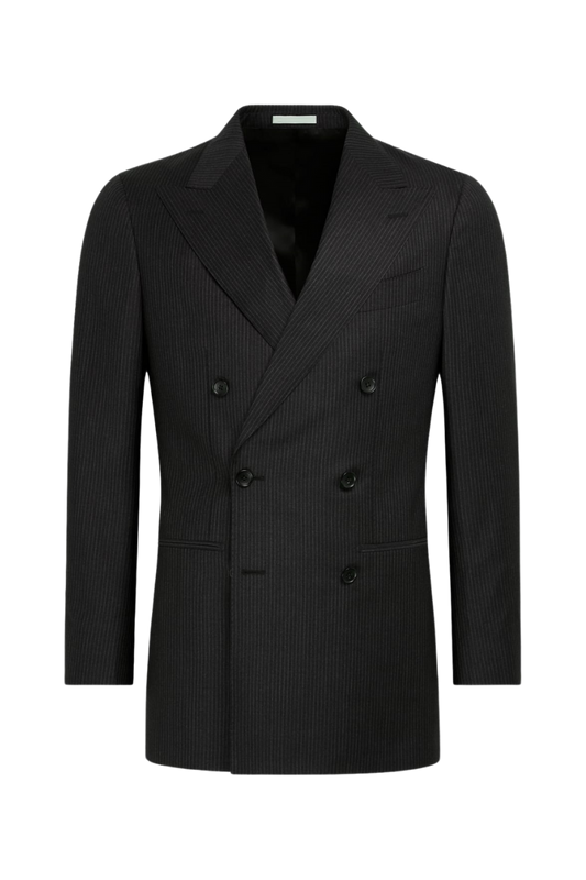 Black Stripe Wool Double Breasted Suit