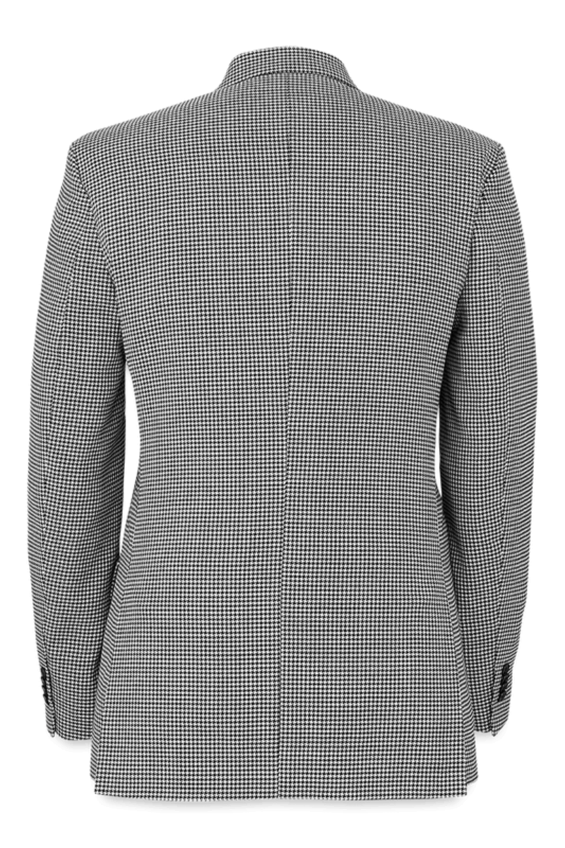 Black & White Houndstooth Wool Single Breasted Peak Lapel Jacket