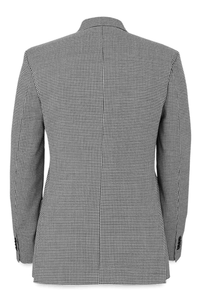 Black & White Houndstooth Wool Single Breasted Peak Lapel Jacket