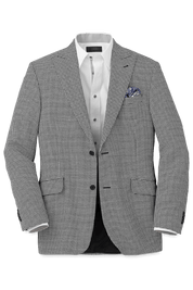 Black & White Houndstooth Wool Single Breasted Peak Lapel Jacket