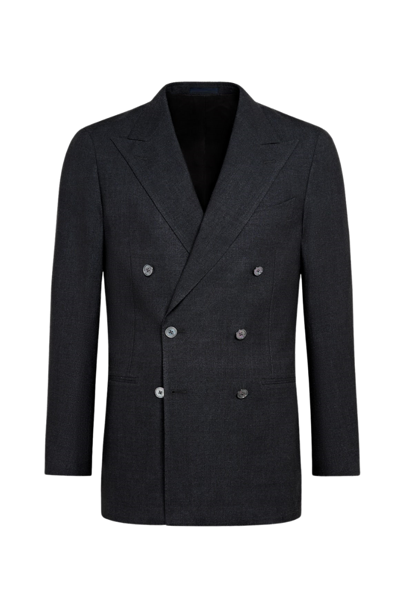 Black Wool Double Breasted 2-Piece Suit