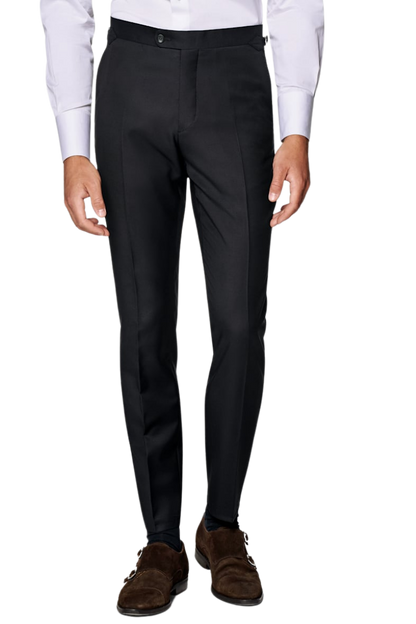 Black Wool Peak Lapel Single Breasted 3-Piece Suit