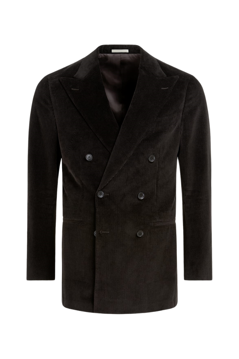 Dark Brown Wool Double Breasted 2-Piece Suit