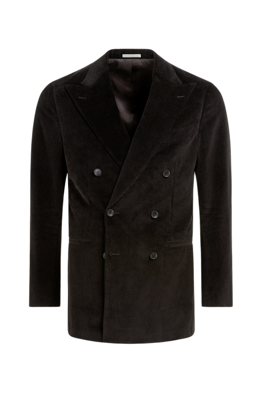 Dark Brown Wool Double Breasted 2-Piece Suit