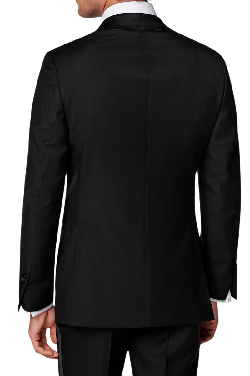 Black Wool Satin Shawl Lapel Single Breasted Jacket