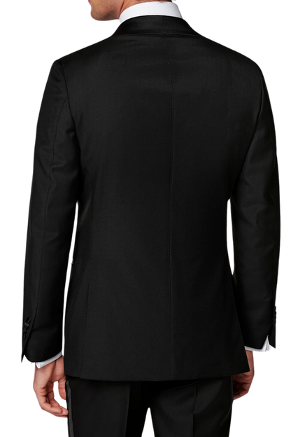 Black Wool Satin Shawl Lapel Single Breasted Jacket