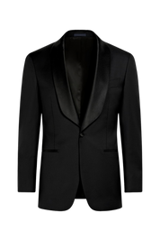 Black Wool Satin Shawl Lapel Single Breasted Jacket