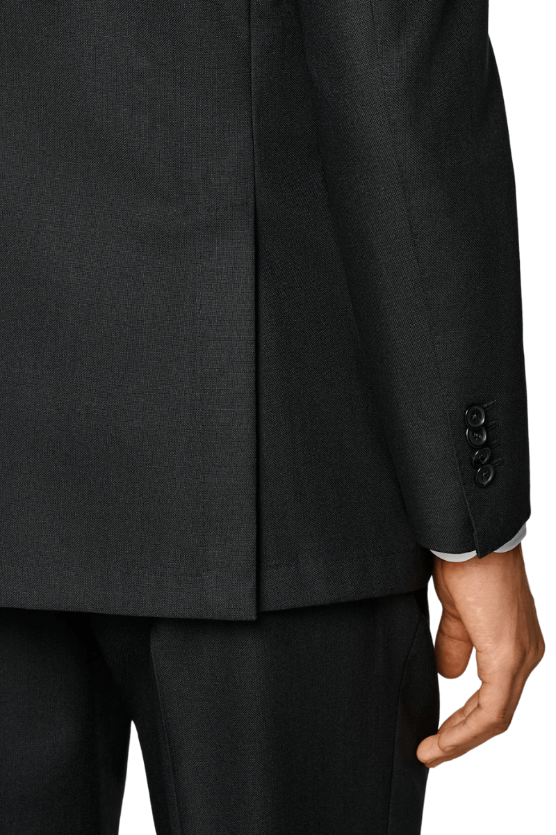 Black Wool Single Breasted 2-Piece Suit