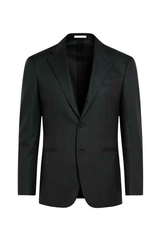 Black Wool Single Breasted 2-Piece Suit