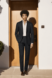 Black Wool Single Breasted 2-Piece Suit