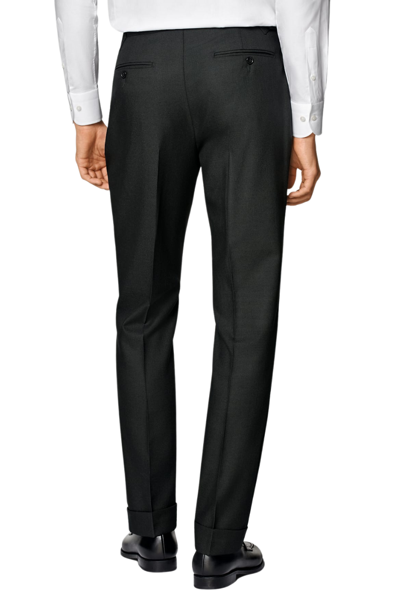 Black Wool Single Breasted 2-Piece Suit