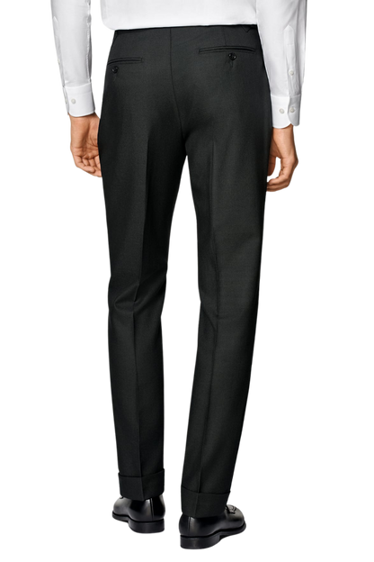 Black Wool Single Breasted 2-Piece Suit