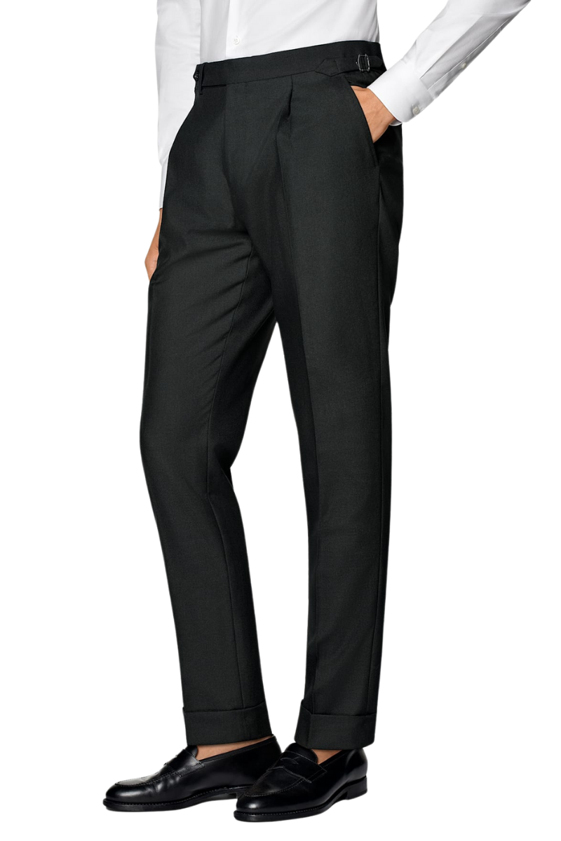 Black Wool Single Breasted 2-Piece Suit