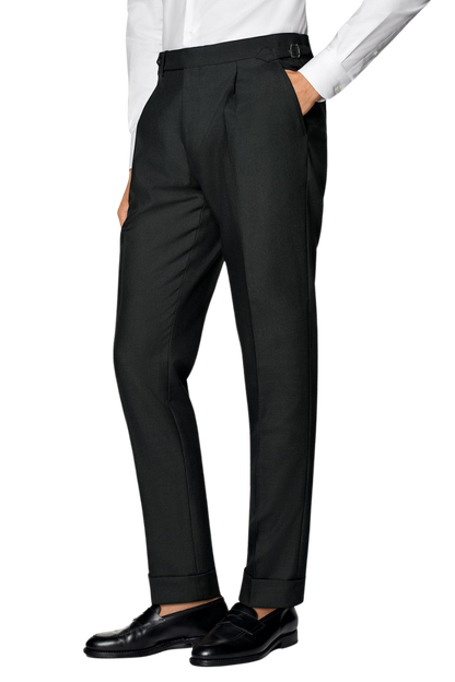 Black Wool Single Breasted 2-Piece Suit