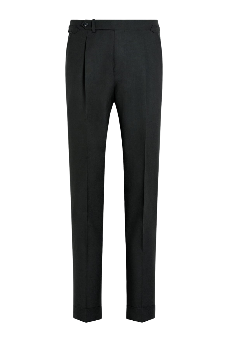 Black Wool Single Breasted 2-Piece Suit