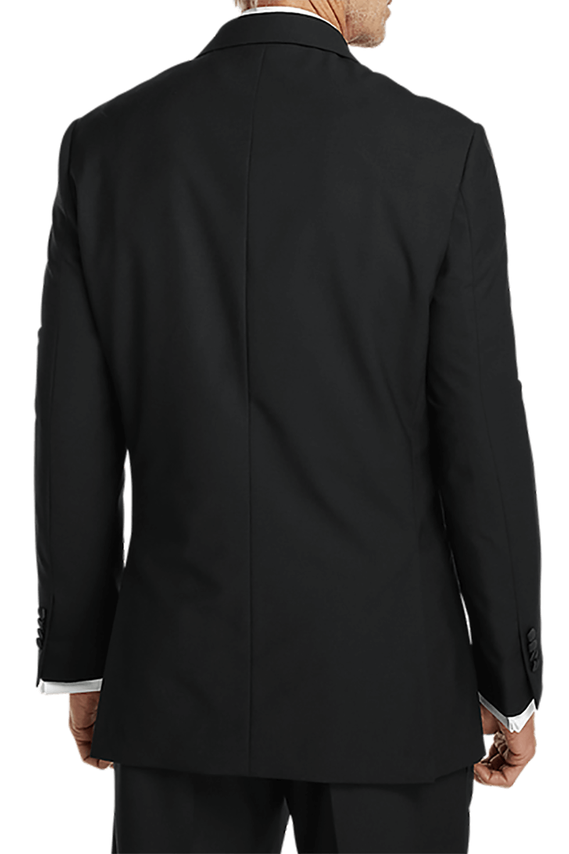 Black Wool Stretch Single Breasted Peak Lapel Suit