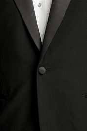 Black Wool Stretch Single Breasted Peak Lapel Suit