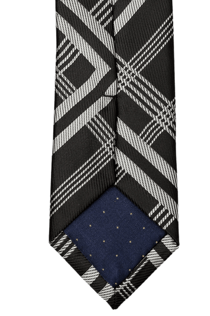 Black & White Italian Plaid Stripe Tie