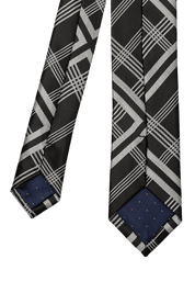 Black & White Italian Plaid Stripe Tie