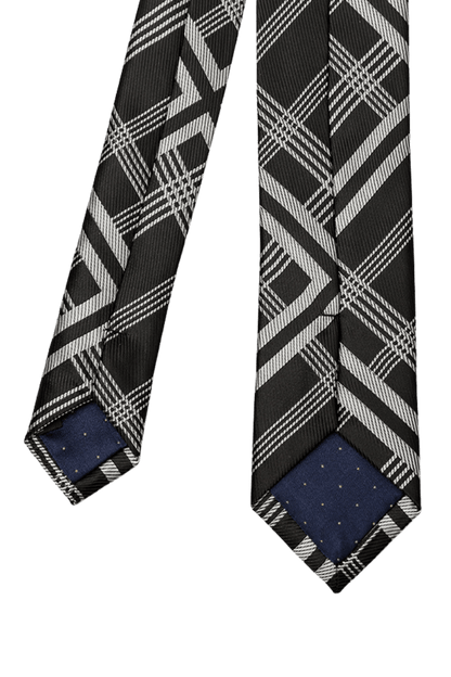 Black & White Italian Plaid Stripe Tie