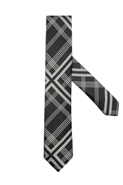 Black & White Italian Plaid Stripe Tie