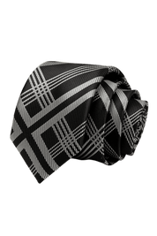 Black & White Italian Plaid Stripe Tie