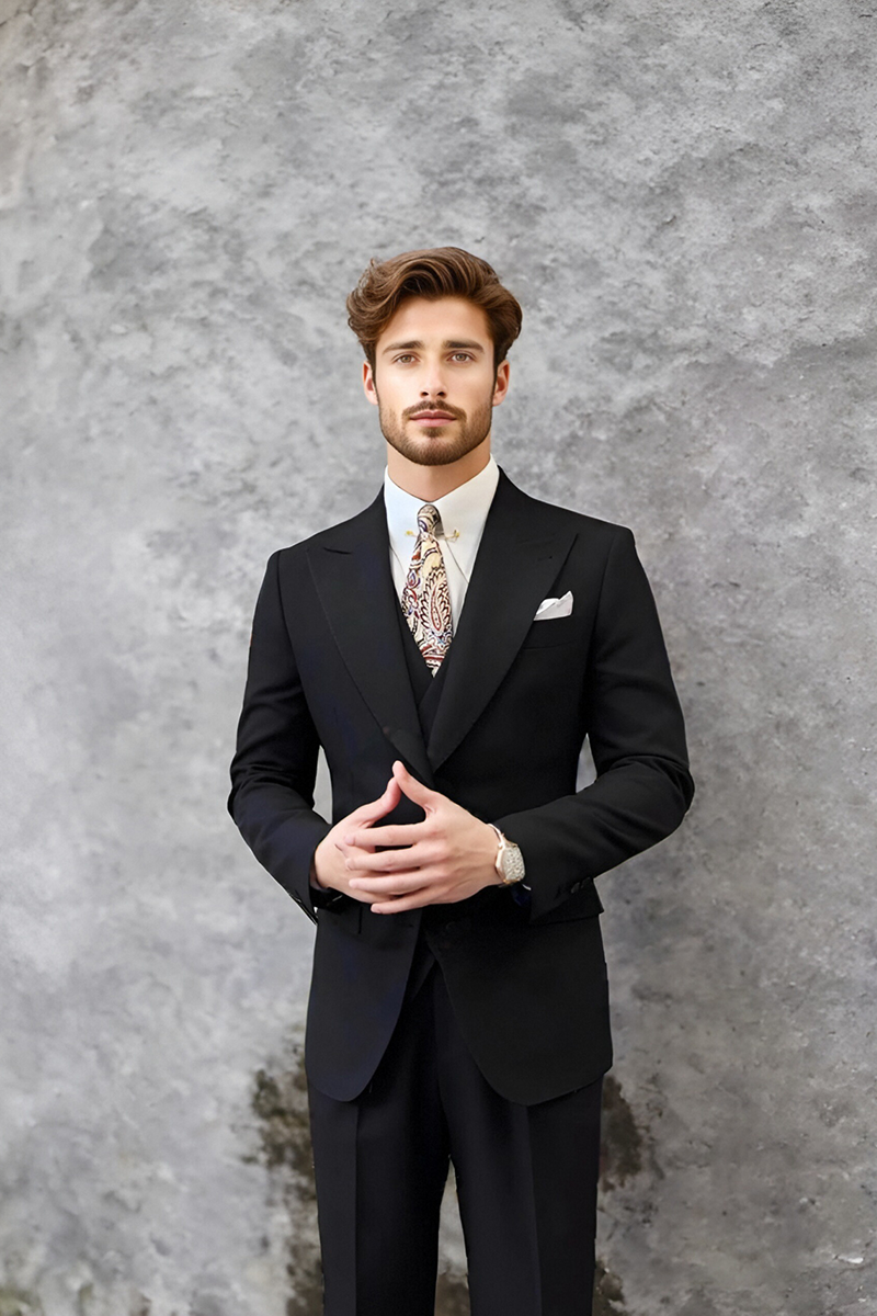 Black Milano Wedding 3-Piece Suit