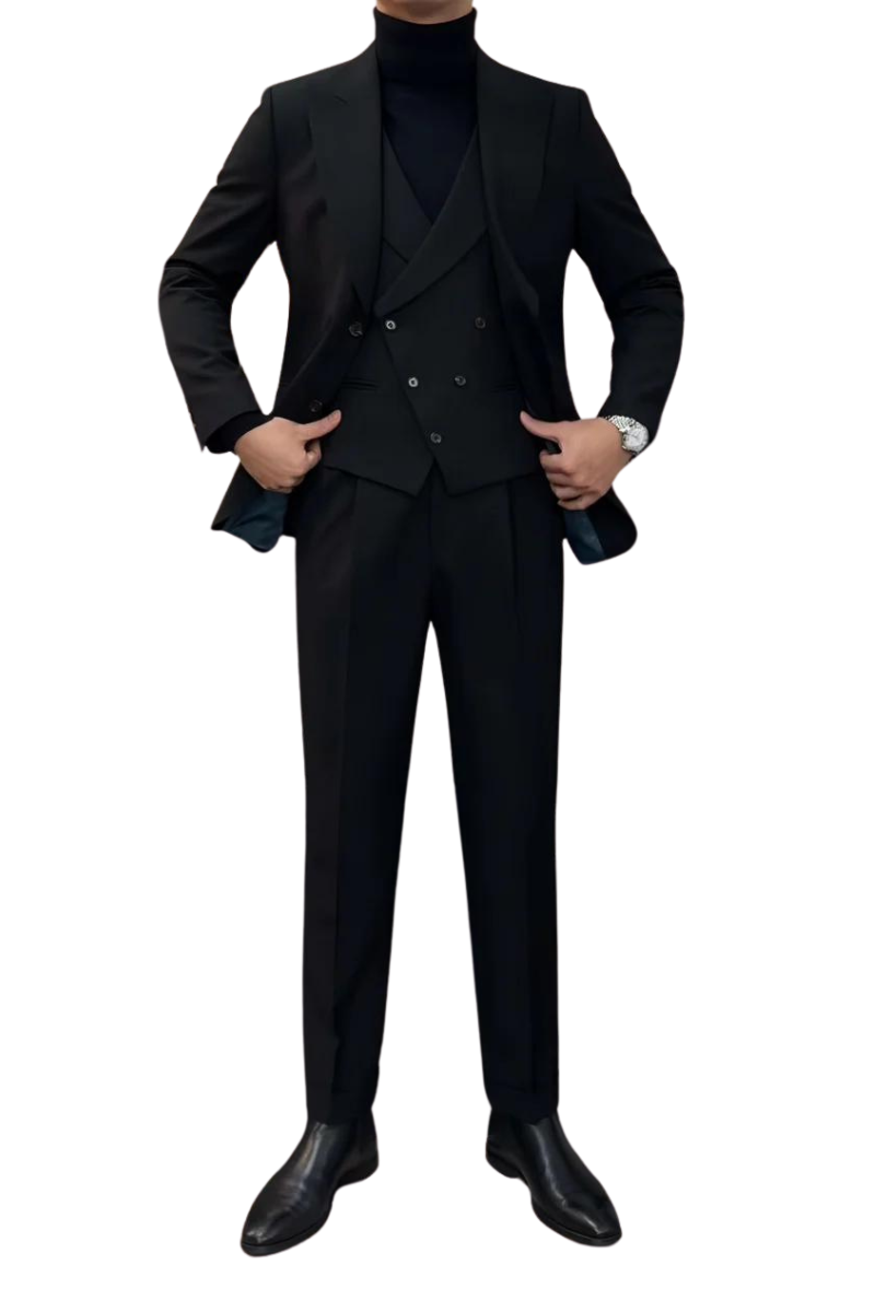 Black Milano Wedding 3-Piece Suit