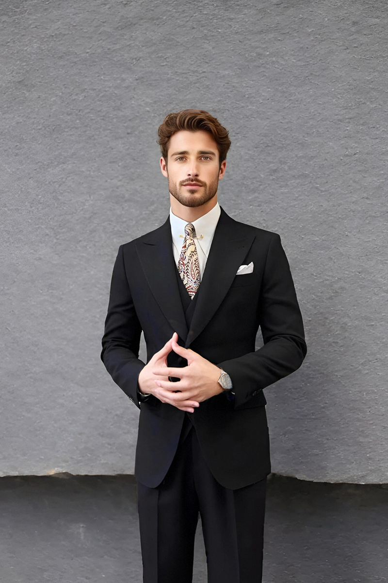 Black Milano Wedding 3-Piece Suit