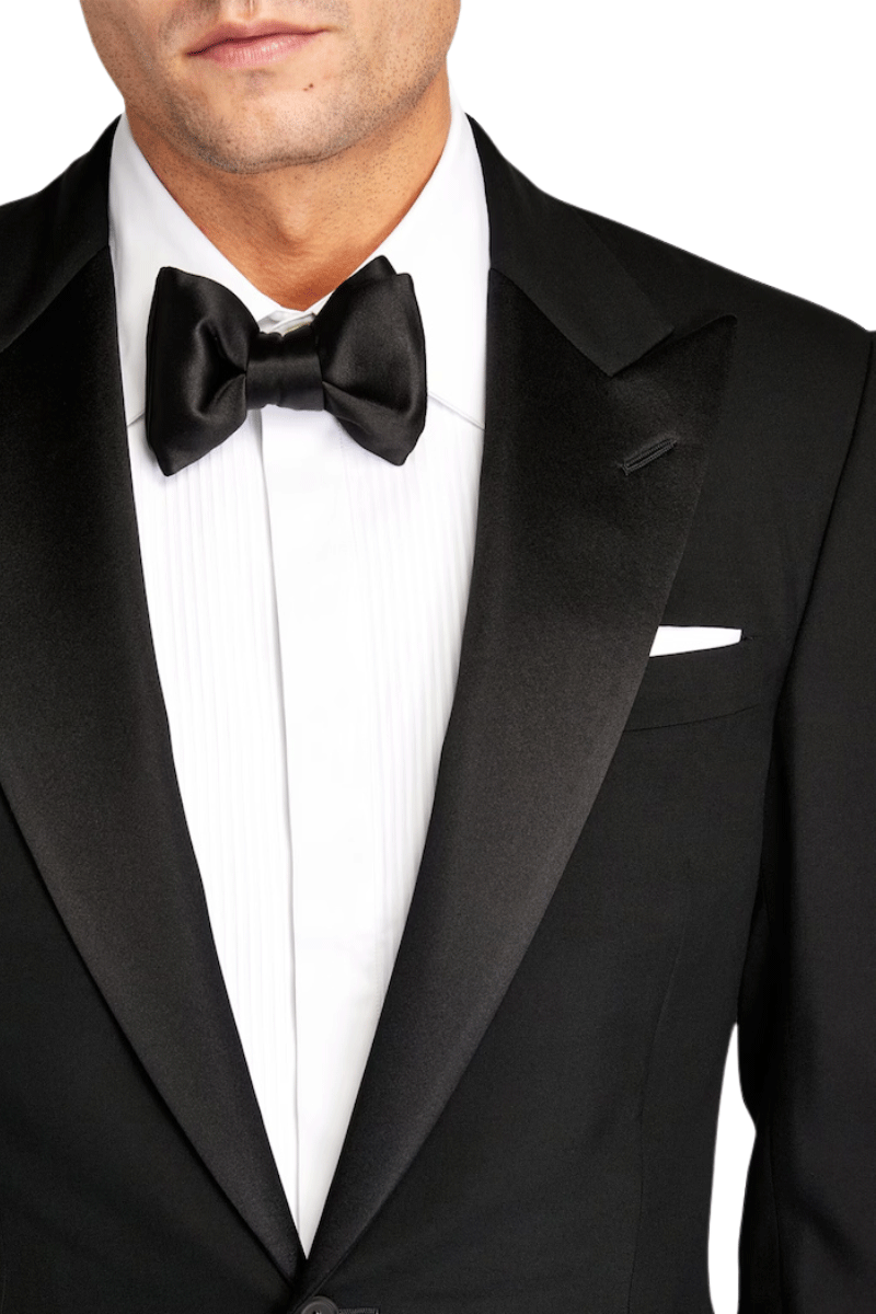 Costume 2 pièces noir coupe standard à 1 bouton 