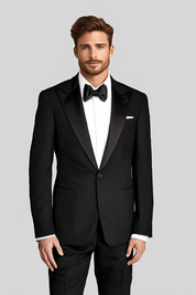 Black Regular fit 2-Piece 1 Button Suit