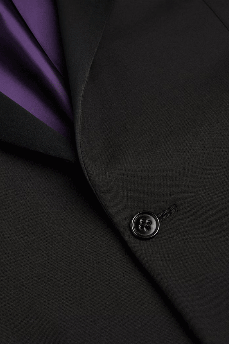 Costume 2 pièces noir coupe standard à 1 bouton 
