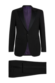 Black Regular fit 2-Piece 1 Button Suit