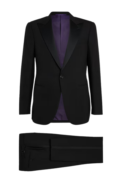 Costume 2 pièces noir coupe standard à 1 bouton 