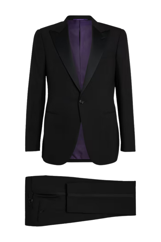 Traje de 2 piezas de corte regular y 1 botón, color negro