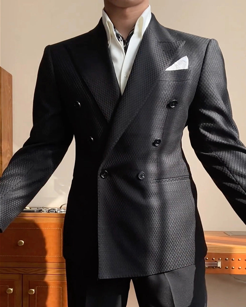 Black Slim Fit 2 Piece Double Breasted Suit