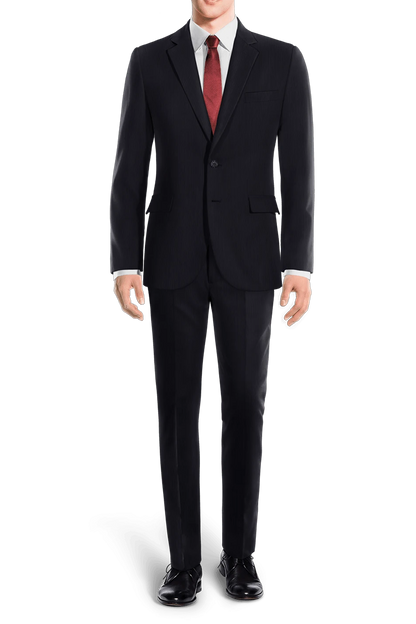 Schwarzer, schmal geschnittener, 2-teiliger Nadelstreifenanzug mit 2 Knöpfen