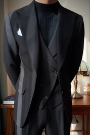 Black Slim fit 3 Piece Double Breasted Suit