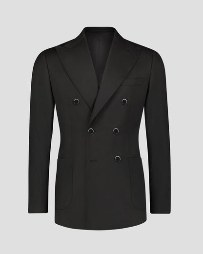 Classic Black 2-piece Peak Lapel double-breasted suit