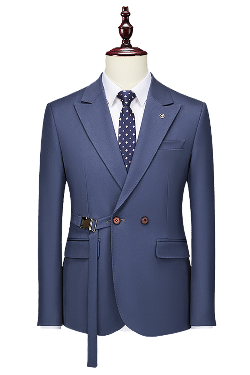 Blue 2-Button Flexible Waistband Modern Fit Suit