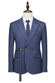 Blue 2-Button Flexible Waistband Modern Fit Suit