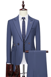 Blue 2-Button Flexible Waistband Modern Fit Suit