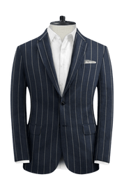 Blue 2-Button Stripe Linen Suit