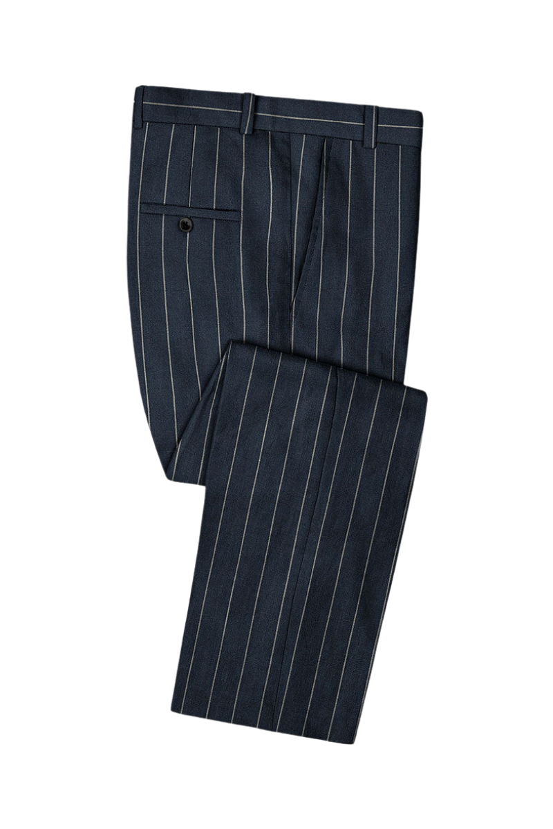 Blue 2-Button Stripe Linen Suit