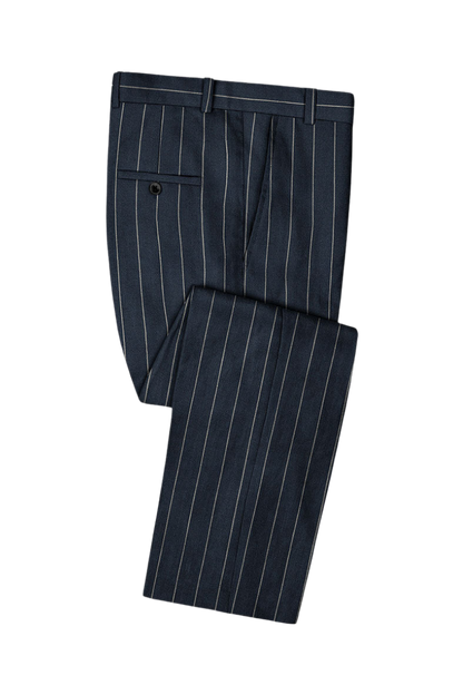 Blue 2-Button Stripe Linen Suit