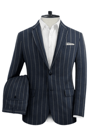 Blue 2-Button Stripe Linen Suit