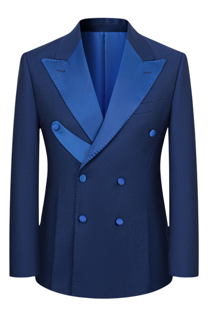 Blue 2-Piece Double Breasted Peaked Lapel Suit