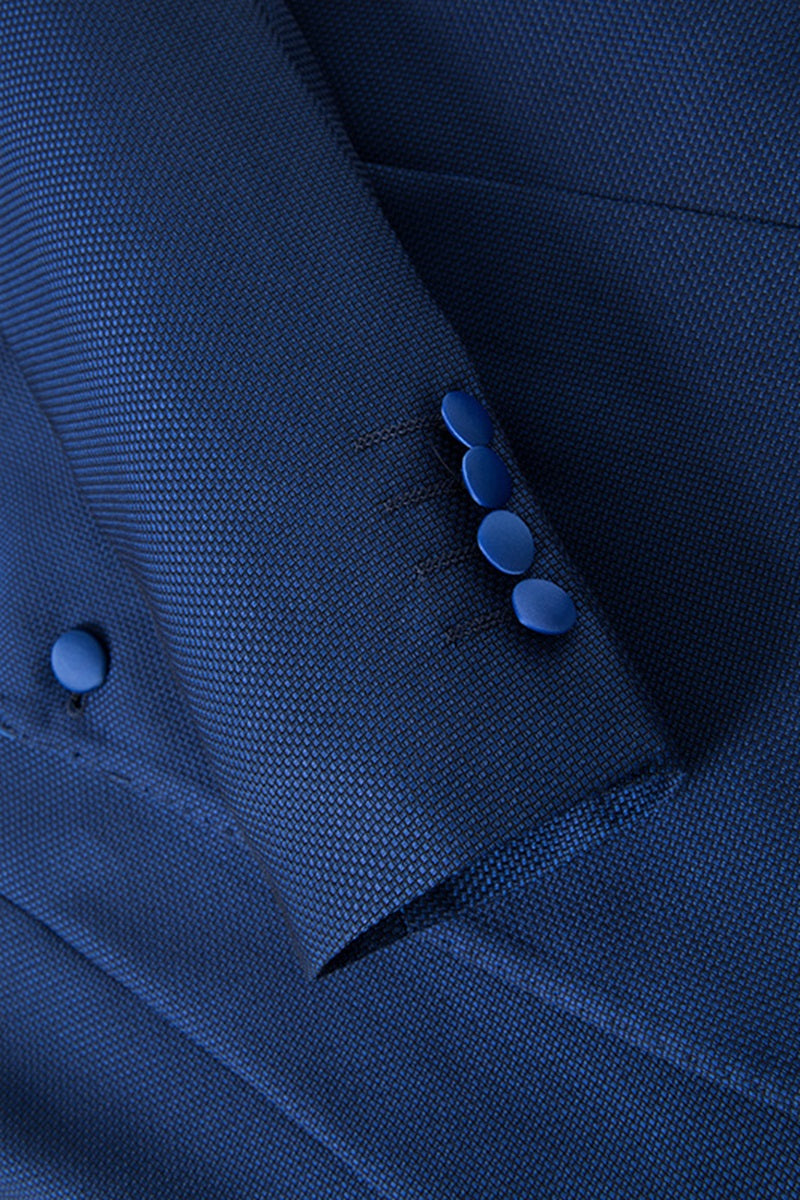 Blue 2-Piece Double Breasted Peaked Lapel Suit